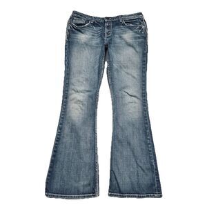 BKE Women's Flared Jeans 31x33.5 in Washed Blue